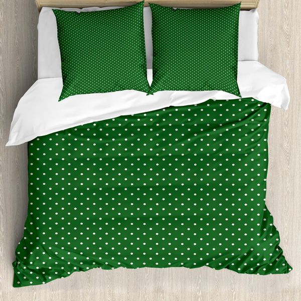 Abakuhaus Copripiumino Natalizio, Vintage Dots, Antiacaro, Adatto A Chi Soffre Di Allergie, Con Federe, 155 Cm X 220 Cm - 80 X 80 Cm, Verde E Bianco-image