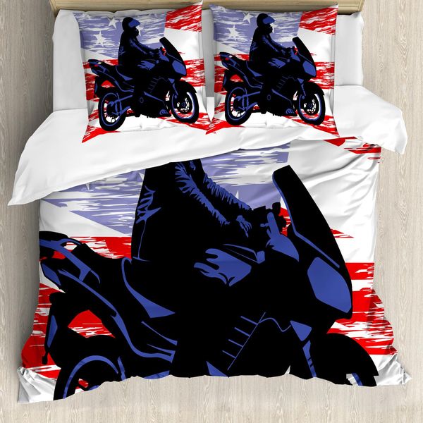 Abakuhaus Copripiumino Per Camera Teenager, Uomo In Moto, Antiacaro, Adatto A Chi Soffre Di Allergie, Con Federe, 155 Cm X 220 Cm - 80 X 80 Cm, Multicolore-image