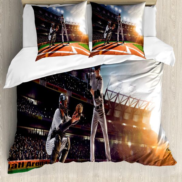 Abakuhaus Copripiumino Per Camera Teenager, Gioco Di Baseball, Antiacaro, Adatto A Chi Soffre Di Allergie, Con Federe, 155 Cm X 220 Cm - 80 X 80 Cm, Multicolore-image