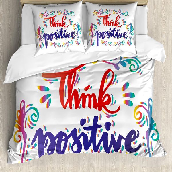 Abakuhaus Copripiumino Ispiratore, Pensa Positivo, Antiacaro, Adatto A Chi Soffre Di Allergie, Con Federe, 200 Cm X 200 Cm - 80 X 80 Cm, Multicolore-image