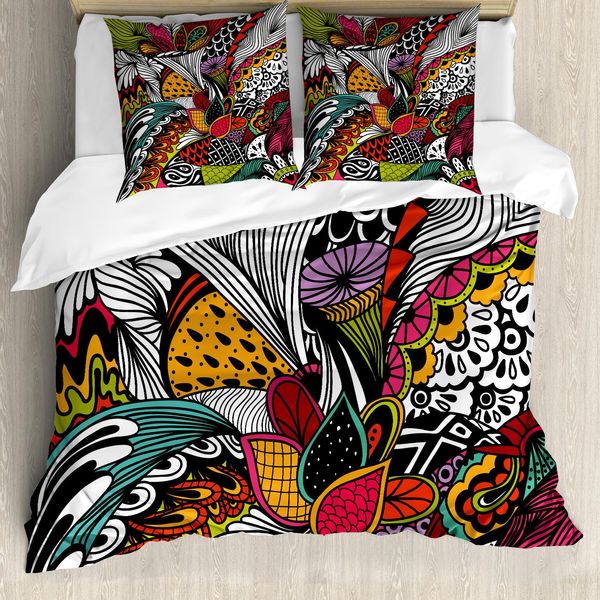 Abakuhaus Copripiumino Da Giardino, Decorato Con Foglie Colorate, Antiacaro, Adatto A Chi Soffre Di Allergie, Con Federe, 155 Cm X 220 Cm - 80 X 80 Cm, Multicolore-image