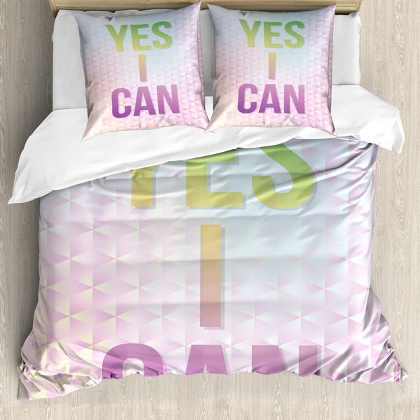 Abakuhaus Copripiumino Ispiratore, Sì, Posso Usare Le Parole, Antiacaro, Adatto A Chi Soffre Di Allergie, Con Federe, 155 Cm X 220 Cm - 80 X 80 Cm, Multicolore-image