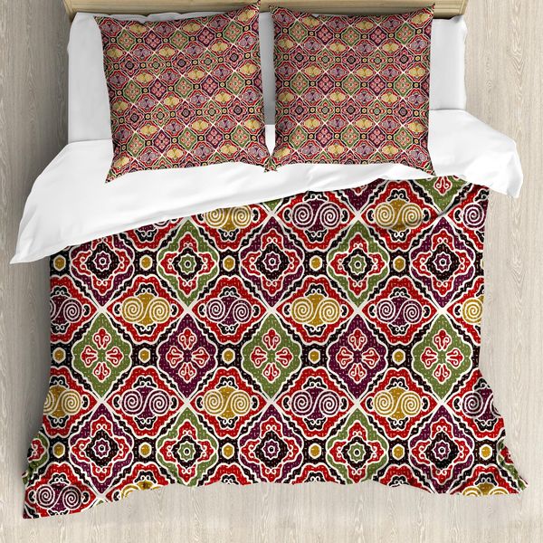 Abakuhaus Copripiumino Giapponese, Motivi Antichi, Antiacaro, Adatto A Chi Soffre Di Allergie, Con Federe, 155 Cm X 220 Cm - 80 X 80 Cm, Multicolore-image