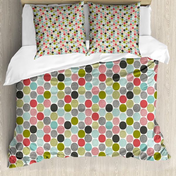 Abakuhaus Set Copripiumino Colorato Per Letti Matrimoniali, Divertenti Scarabocchi Astratti, Antiacaro, Adatto A Chi Soffre Di Allergie, Con Federe, Multicolore-image