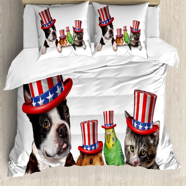 Abakuhaus Quattro Luglio Copripiumino, Animali Domestici Americani, Antiacaro, Adatto A Chi Soffre Di Allergie, Con Federe, 200 Cm X 200 Cm - 80 X 80 Cm, Multicolore-image