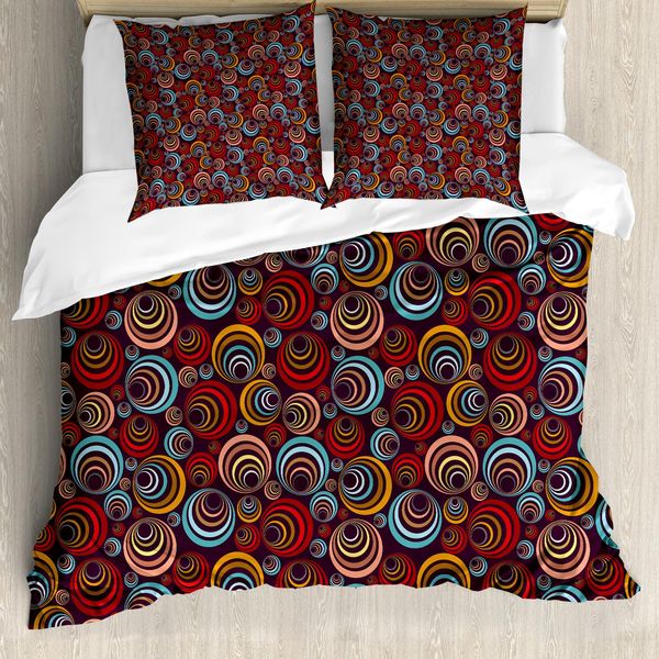 Abakuhaus Copripiumino Astratto, Forme Circolari A Spirale, Antiacaro, Adatto A Chi Soffre Di Allergie, Con Federe, 155 Cm X 220 Cm - 80 X 80 Cm, Multicolore-image