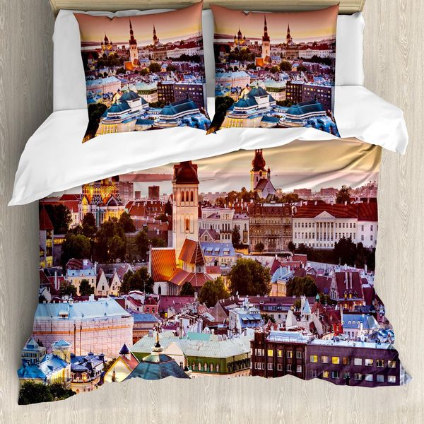 Copripiumino Da Viaggio Abakuhaus, Città Di Tallinn, Estonia, Antiacaro, Adatto A Chi Soffre Di Allergie, Con Federe, 200 Cm X 200 Cm - 80 X 80 Cm, Multicolore-image