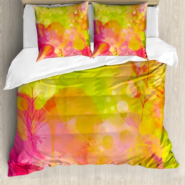 Abakuhaus Copripiumino Pastello, Acquerelli Primaverili, Antiacaro, Adatto A Chi Soffre Di Allergie, Con Federe, 200 Cm X 200 Cm - 80 X 80 Cm, Verde Mela Marigold-image