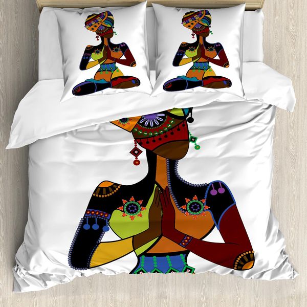 Copripiumino Abakuhaus Yoga, Art-Frau, Antiacaro, Adatto A Chi Soffre Di Allergie, Con Federe, 155 Cm X 220 Cm - 80 X 80 Cm, Multicolore-image