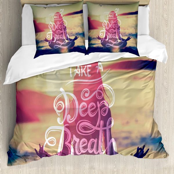 Abakuhaus Copripiumino Yoga, Donna Calm Sunset Beach, Antiacaro Adatto A Chi Soffre Di Allergie Con Federe, 155 Cm X 220 Cm - 80 X 80 Cm, Multicolore-image