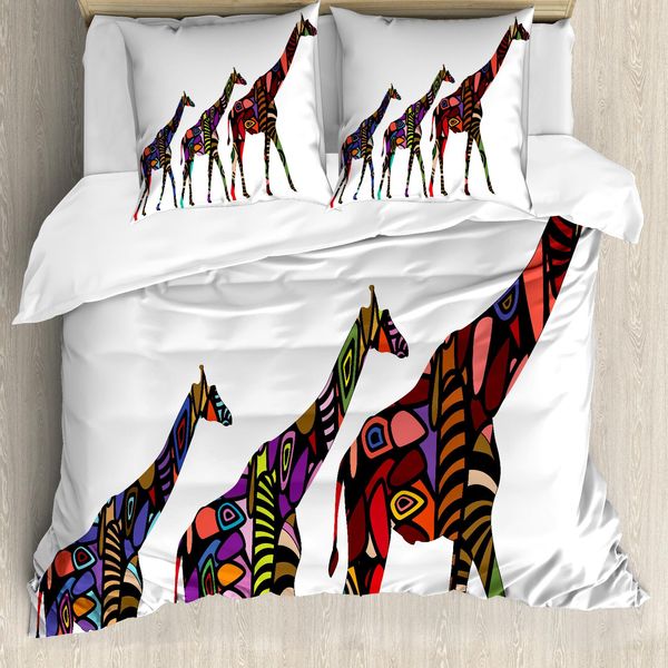 Abakuhaus Copripiumino Zoo, Giraffe, Antiacaro, Adatto A Chi Soffre Di Allergie, Con Federe, 155 Cm X 220 Cm - 80 X 80 Cm, Multicolore-image