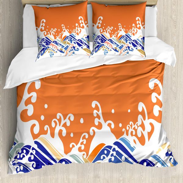 Abakuhaus Copripiumino Giapponese, Vibrant Spindrift, Antiacaro, Adatto A Chi Soffre Di Allergie, Con Federe, 200 Cm X 200 Cm - 80 X 80 Cm, Multicolore-image