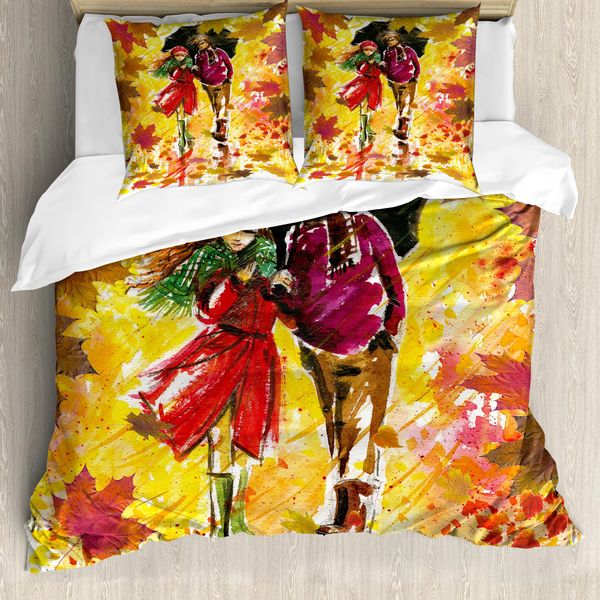 Abakuhaus Copripiumino Fallen, Coppie In Un Vicolo Autunnale, Antiacaro, Adatto A Chi Soffre Di Allergie, Con Federe, 200 Cm X 200 Cm - 80 X 80 Cm, Multicolore-image