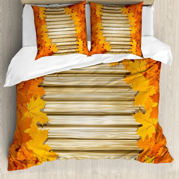 Abakuhaus Copripiumino Fallen, Fallen Leaves Stile Rustico, Antiacaro, Adatto A Chi Soffre Di Allergie, Con Federe, 200 Cm X 200 Cm - 80 X 80 Cm, Pale Kaffee Marigold-image