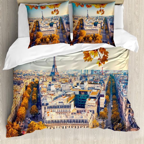 Abakuhaus Copripiumino, Foto Aerea Della Torre Eiffel, Antiacaro, Adatto A Chi Soffre Di Allergie, Con Federe, 155 Cm X 220 Cm - 80 X 80 Cm, Multicolore-image