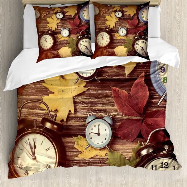 Abakuhaus Copripiumino Fallen, Orologi Con Foglie Secche, Antiacaro, Adatto A Chi Soffre Di Allergie, Con Federe, 155 Cm X 220 Cm - 80 X 80 Cm, Multicolore-image