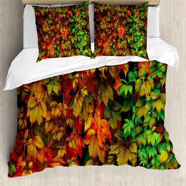 Abakuhaus Copripiumino, Leafage Vivid Colorato, Antiacaro, Adatto A Chi Soffre Di Allergie, Con Federe, 200 Cm X 200 Cm - 80 X 80 Cm, Multicolore-image
