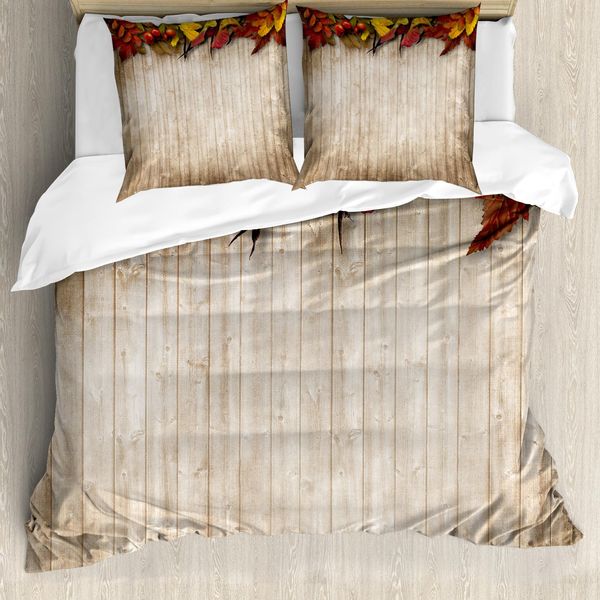 Abakuhaus Copripiumino Fallen, Foglie Secche E Bacche Vivaci, Antiacaro, Adatto A Chi Soffre Di Allergie, Con Federe, 155 Cm X 220 Cm - 80 X 80 Cm, Multicolore-image