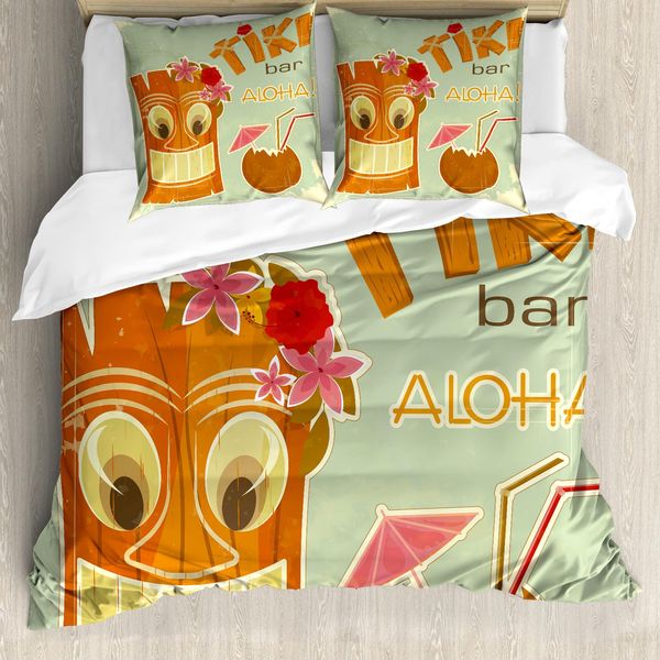 Abakuhaus Tiki Bar Copripiumino, Trinken Flora, Antiacaro, Adatto A Chi Soffre Di Allergie, Con Federe, 155 Cm X 220 Cm - 80 X 80 Cm, Multicolore-image