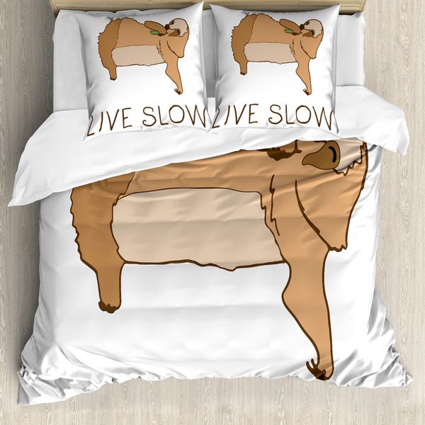 Abakuhaus Copripiumino Faultier, Happy Character Live-Zeit, Antiacaro, Adatto A Chi Soffre Di Allergie, Con Federe, 200 Cm X 200 Cm - 80 X 80 Cm, Marrone Chiaro-image