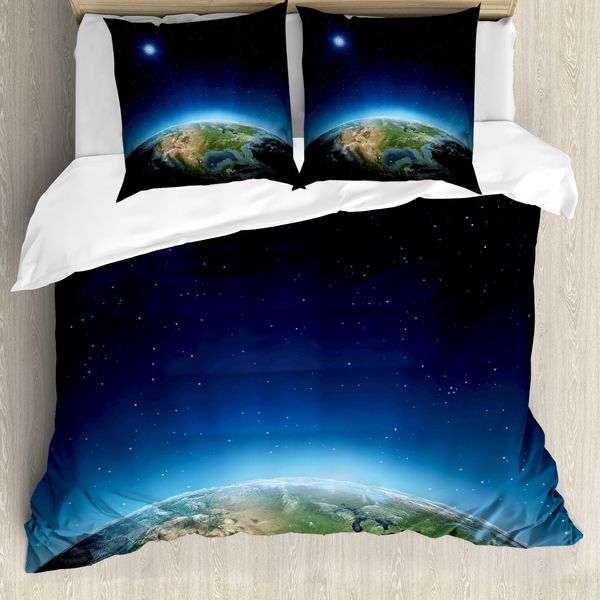 Abakuhaus Copripiumino, Nord America Galaxy, Antiacaro, Adatto A Chi Soffre Di Allergie, Con Federe, 200 Cm X 200 Cm - 80 X 80 Cm, Indaco, Azzurro, Verde-image