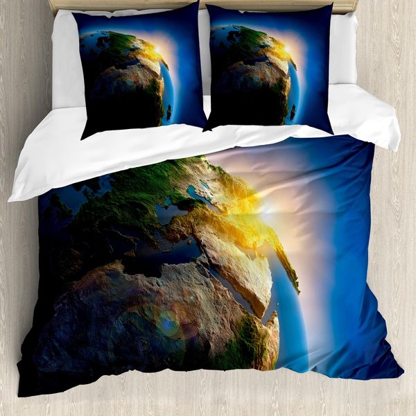 Abakuhaus Copripiumino, Stanza Dell'alba Mattutina, Antiacaro, Adatto A Chi Soffre Di Allergie, Con Federe, 200 Cm X 200 Cm - 80 X 80 Cm, Blu, Verde, Giallo-image