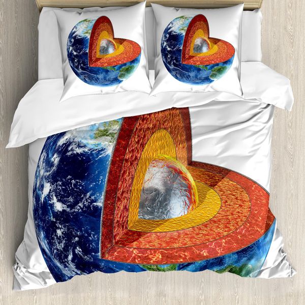 Abakuhaus Copripiumino Erde, Erde Inner Core Wissenschaft, Antiacaro, Adatto A Chi Soffre Di Allergie, Con Federe, 200 Cm X 200 Cm - 80 X 80 Cm, Multicolore-image
