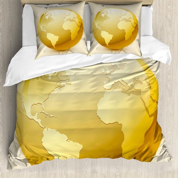 Abakuhaus Copripiumino Terra, Vivid Terra Sphere, Antiacaro, Adatto A Chi Soffre Di Allergie, Con Federe, 200 Cm X 200 Cm - 80 X 80 Cm, Giallo Beige-image