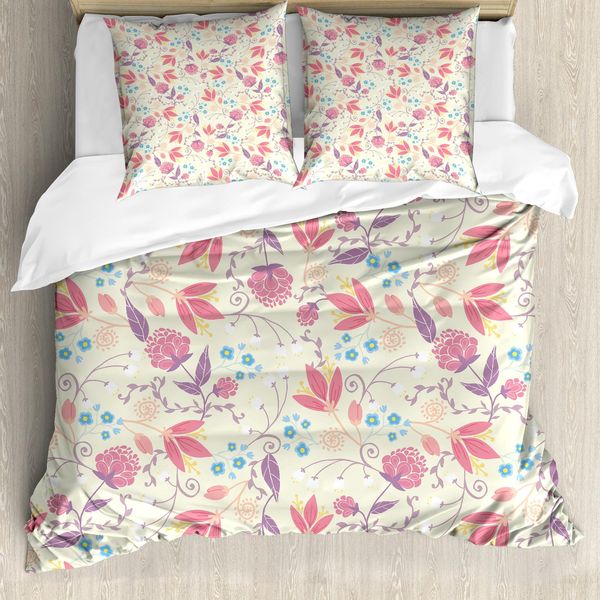 Abakuhaus Copripiumino Pastello, Campo Primaverile Fresco, Antiacaro, Adatto A Chi Soffre Di Allergie, Con Federe, 155 Cm X 220 Cm - 80 X 80 Cm, Multicolore-image