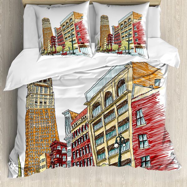 Abakuhaus Detroit Copripiumino, Woodward Avenue City, Antiacaro, Adatto A Chi Soffre Di Allergie, Con Federe, 200 Cm X 200 Cm - 80 X 80 Cm, Multicolore-image