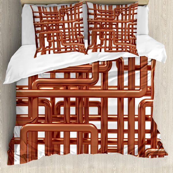 Abakuhaus Copripiumino Industriale, Cuciture Incrociate, Antiacaro, Adatto A Chi Soffre Di Allergie, Con Federe, 200 Cm X 200 Cm - 80 X 80 Cm, Color Umbra E Bianco-image