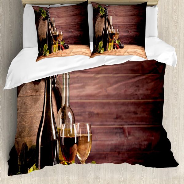 Abakuhaus Copripiumino, Design Rustic Weinbau, Antiacaro, Adatto A Chi Soffre Di Allergie, Con Federe, 200 Cm X 200 Cm - 80 X 80 Cm, Marrone, Verde, Marrone Chiaro-image