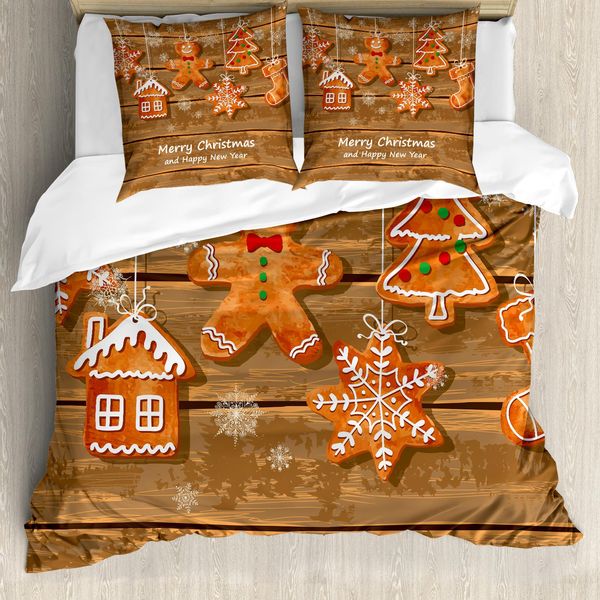 Abakuhaus Copripiumino Lebkuchenmann, Acquerello Divertente, Antiacaro, Adatto A Chi Soffre Di Allergie, Con Federe, 155 Cm X 220 Cm - 80 X 80 Cm, Marrone Arancione Bianco-image