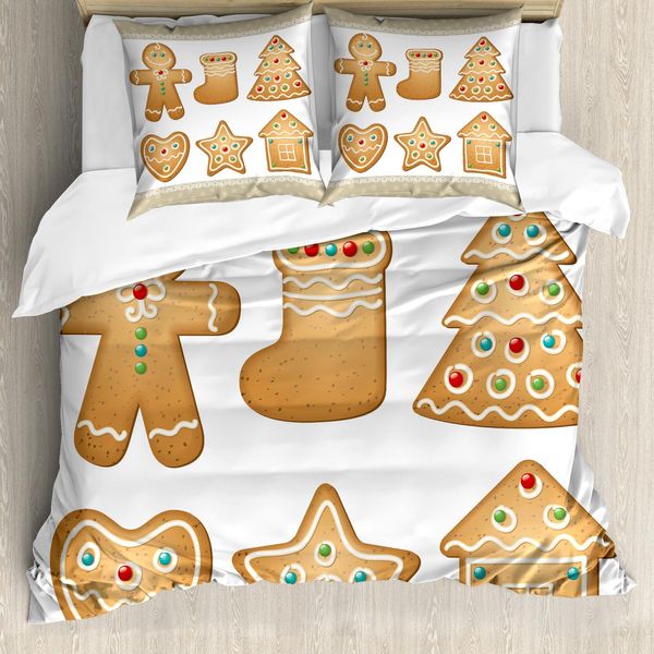 Abakuhaus Copripiumino Lebkuchenmann, Biscotti, Antiacaro, Adatto A Chi Soffre Di Allergie, Con Federe, 200 Cm X 200 Cm - 80 X 80 Cm, Multicolore-image