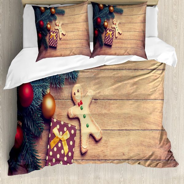 Abakuhaus Copripiumino Lebkuchenmann, Cookie Disponibile, Antiacaro, Adatto A Chi Soffre Di Allergie, Con Federe, 155 Cm X 220 Cm - 80 X 80 Cm, Verde Cacciatore Marrone Chiaro-image
