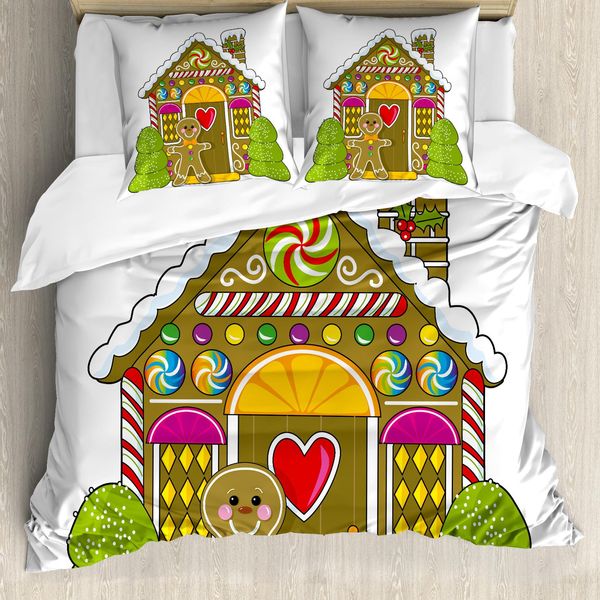 Abakuhaus Copripiumino Lebkuchenmann, Candy House, Antiacaro, Adatto A Chi Soffre Di Allergie, Con Federe, 155 Cm X 220 Cm - 80 X 80 Cm, Multicolore-image