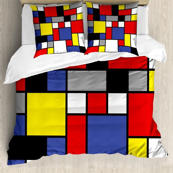 Abakuhaus Copripiumino Artistico, Design Pop Colorato, Antiacaro, Adatto A Chi Soffre Di Allergie, Con Federe, 155 Cm X 220 Cm - 80 X 80 Cm, Multicolore-image