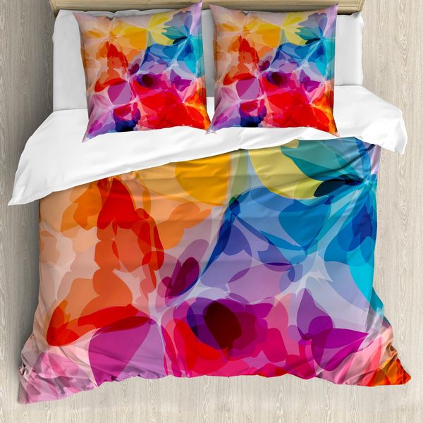 Abakuhaus Copripiumino Artistico, Grandi Petali, Antiacaro, Adatto A Chi Soffre Di Allergie, Con Federe, 155 Cm X 220 Cm - 80 X 80 Cm, Multicolore-image