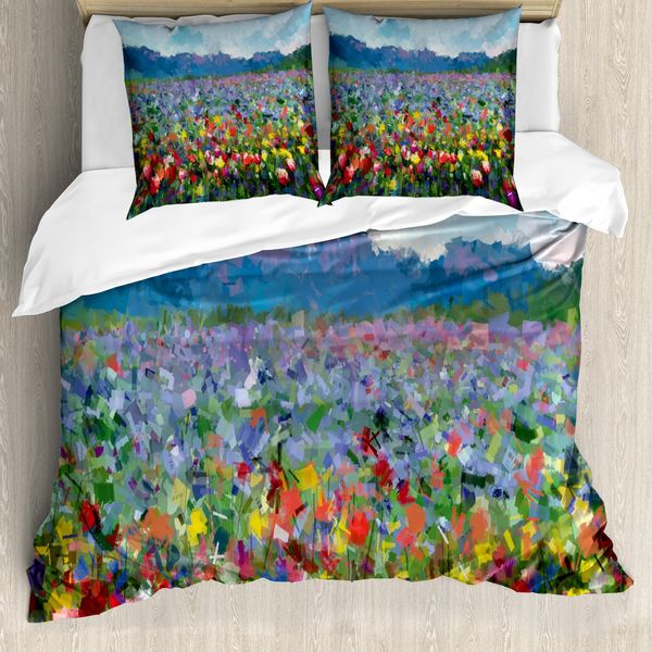 Abakuhaus Copripiumino Artistico, Paesaggio Agricolo Tulip, Antiacaro Adatto A Chi Soffre Di Allergie Con Federe, 200 Cm X 200 Cm - 80 X 80 Cm, Multicolore-image