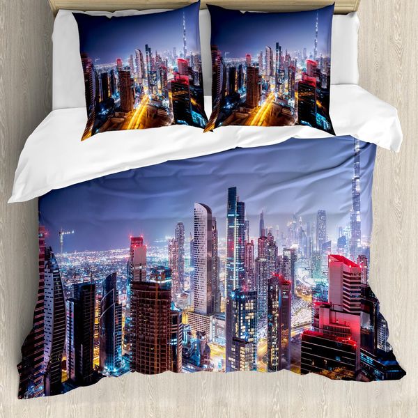 Abakuhaus Copripiumino, Nacht Dubai Tourist, Antiacaro, Adatto A Chi Soffre Di Allergie, Con Federe, 155 Cm X 220 Cm - 80 X 80 Cm, Multicolore-image