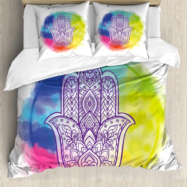 Abakuhaus Copripiumino Hamsa, Dreamy Esoteric Charm, Antiacaro, Adatto A Chi Soffre Di Allergie, Con Federe, 155 Cm X 220 Cm - 80 X 80 Cm, Multicolore-image