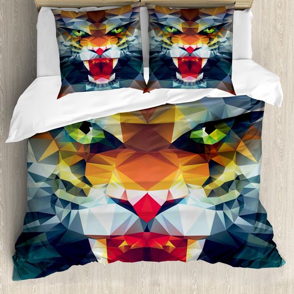 Abakuhaus Copripiumino Tiger, Ritratto Astratto Di Animale, Antiacaro, Adatto A Chi Soffre Di Allergie, Con Federe, 200 Cm X 200 Cm - 80 X 80 Cm, Multicolore-image