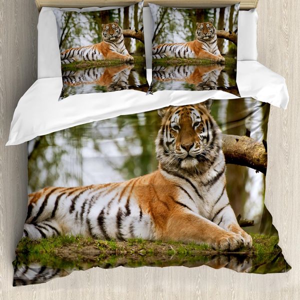 Abakuhaus Copripiumino Tiger, Mammifero Siberiano Warm Tag, Antiacaro, Adatto A Chi Soffre Di Allergie, Con Federe, 155 Cm X 220 Cm - 80 X 80 Cm, Marrone Chiaro-image