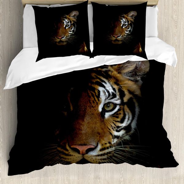 Abakuhaus Copripiumino Tiger, Re Delle Sundarbans, Antiacaro, Adatto A Chi Soffre Di Allergie, Con Federe, 200 Cm X 200 Cm - 80 X 80 Cm, Arancione Scuro E Nero-image