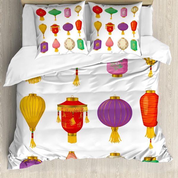 Abakuhaus Copripiumino Laterne, Chinese Celebration, Antiacaro, Adatto A Chi Soffre Di Allergie, Con Federe, 155 Cm X 220 Cm - 80 X 80 Cm, Multicolore-image