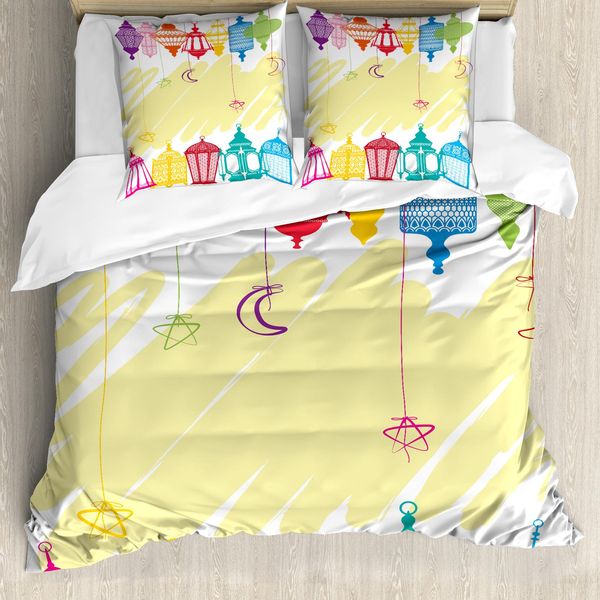 Abakuhaus Copripiumino Laterne, Cornici Colorate, Antiacaro, Adatto A Chi Soffre Di Allergie, Con Federe, 200 Cm X 200 Cm - 80 X 80 Cm, Multicolore-image