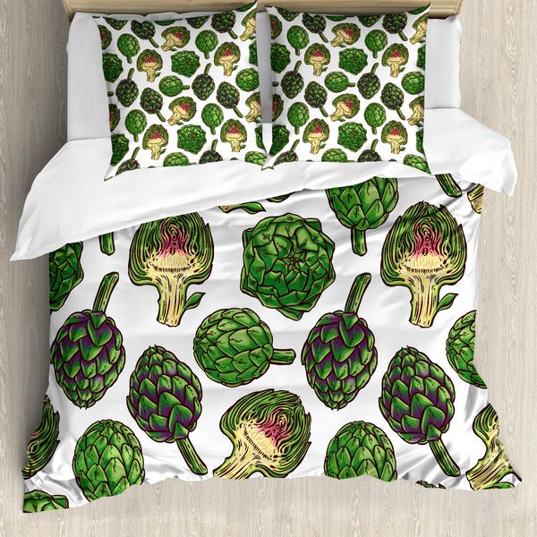 Abakuhaus Copripiumino Artichoke, Alimenti Sani Naturali, Antiacaro, Adatto A Chi Soffre Di Allergie, Con Federe, 200 Cm X 200 Cm - 80 X 80 Cm, Fern Green-image