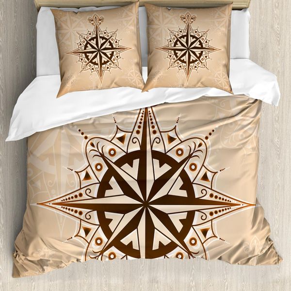 Abakuhaus Copripiumino Kompass, Tema Vela, Antiacaro, Adatto A Chi Soffre Di Allergie, Con Federe, 155 Cm X 220 Cm - 80 X 80 Cm, Marrone Chiaro-image
