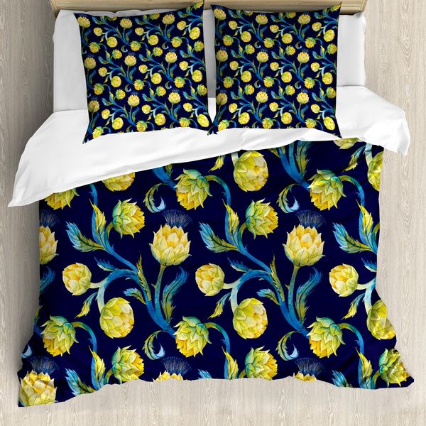 Abakuhaus Copripiumino Artichoke, Art Nouveau Essen, Antiacaro E Anallergico, Con Federe, 155 Cm X 220 Cm - 80 X 80 Cm, Blu Violetto-image