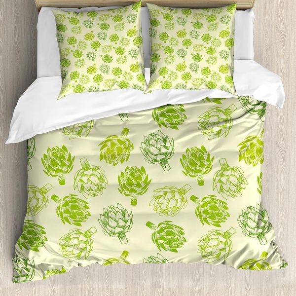 Abakuhaus Copripiumino Artichoke, Disegno Di Verdure, Antiacaro, Adatto A Chi Soffre Di Allergie, Con Federe, 200 Cm X 200 Cm - 80 X 80 Cm, Verde Lime-image